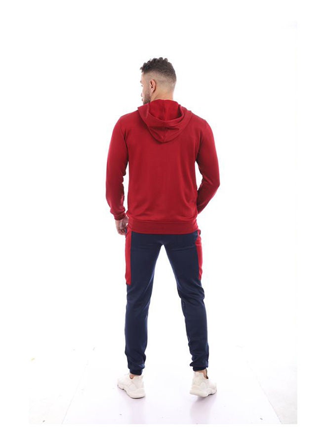 Caesar - Colour Blocked Hooded Neck Tracksuit Sets Burgundy - Image 1
