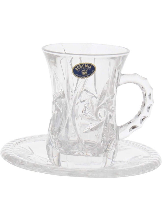 BOHEMIA Pinwheel Coffee Set (6+6 pieces ) Clear ‎37.6 x 22.6 x 9cm  - Image 2