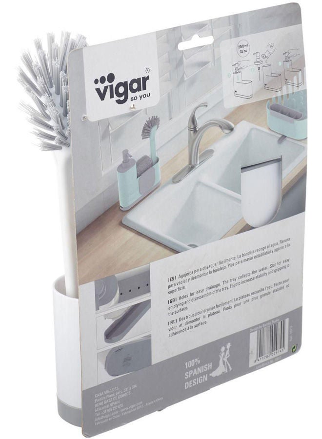 فايجر موزع صابون سائل من البلاستيك مع فرشاة وإسفنجة رمادي ‎28.8 x 9.7 x 7.6سم - Image 3