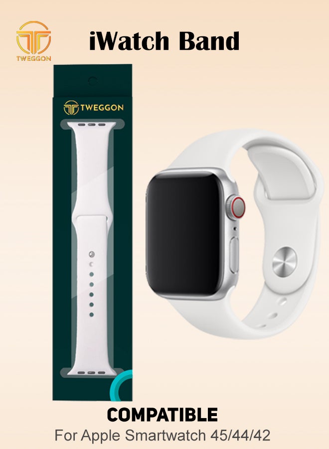 TWEGGON - Replacement Silicon Apple Watch Band for 45/44/42mm White - Image 1