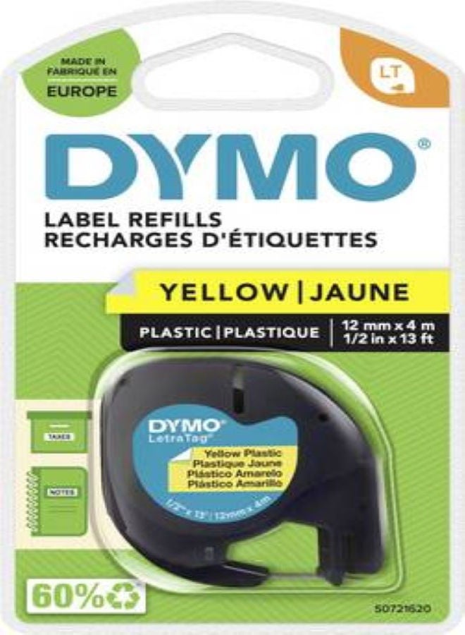Dymo Letra Tag Plastic Tape Yellow