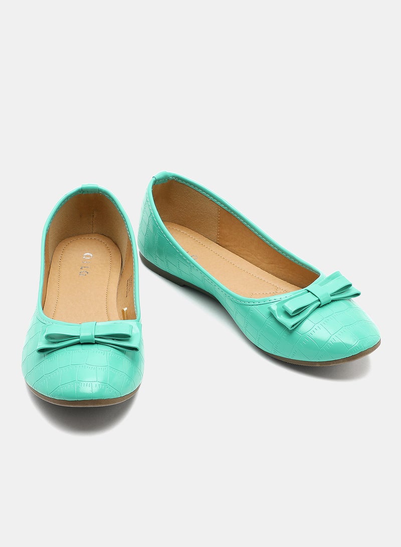 Aila - Bow Detail Slip-On Ballerinas Blue - Image 1