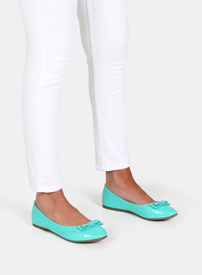 Aila - Bow Detail Slip-On Ballerinas Blue - Image 1