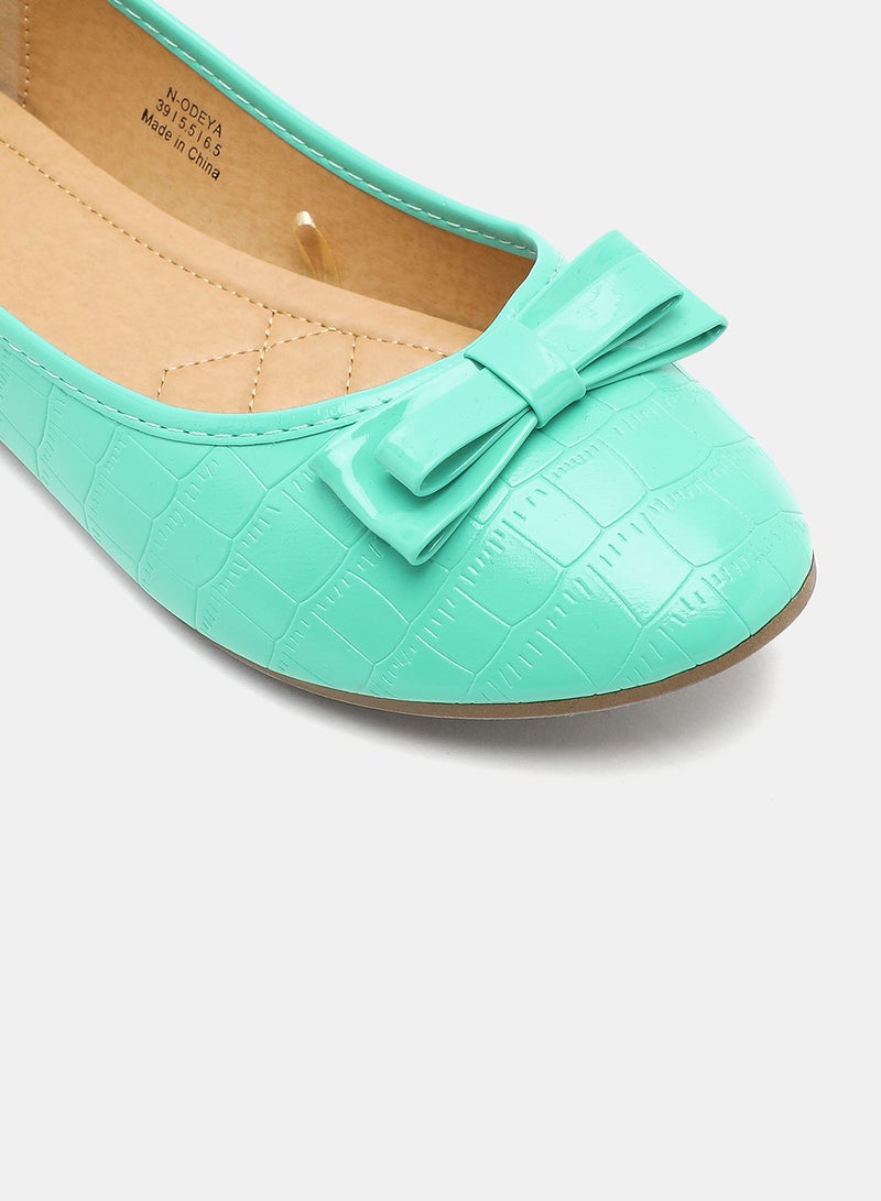 Aila - Bow Detail Slip-On Ballerinas Blue - Image 1