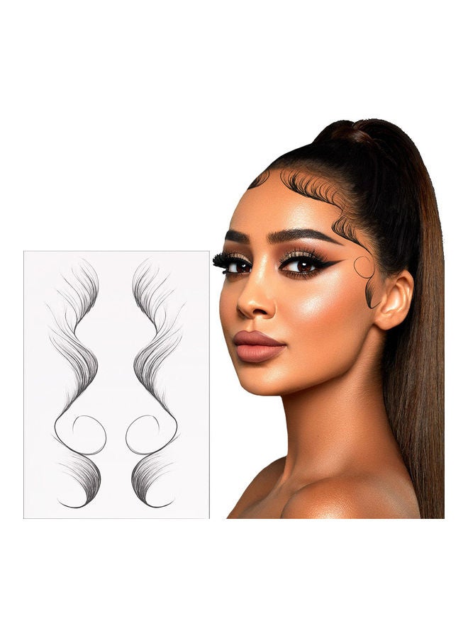 فليلي مجموعة لاصقات تاتو على شكل غرة شعر مكونة من 3 قطع أسود - Image 2