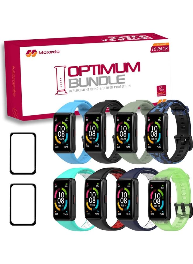 Moxedo Pack Of 10 Replacement Band And Screen Protector For Honor Watch 6 Multicolour  - Image 1