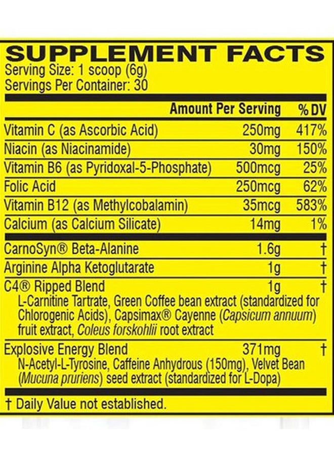 CELLUCOR - C4 Ripped, Pre-workout, Icy Blue Razz, 189 grams, 30 servings - Image 1