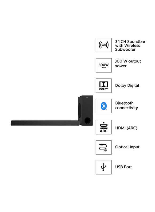 Philips - Philips 3.1 Channel Wireless Dolby Digital Sound Bar HTL3320/98 Black HTL3320/98 Black - Image 1