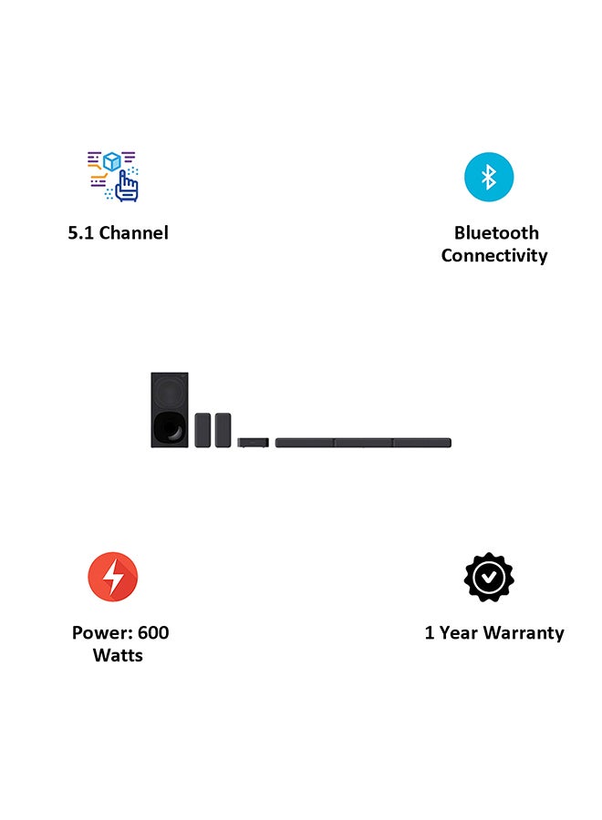 Sony - 5.1 Channel Real Surround 600 Watt Soundbar With Wireless Rear Speakers HTS40R Black - Image 1