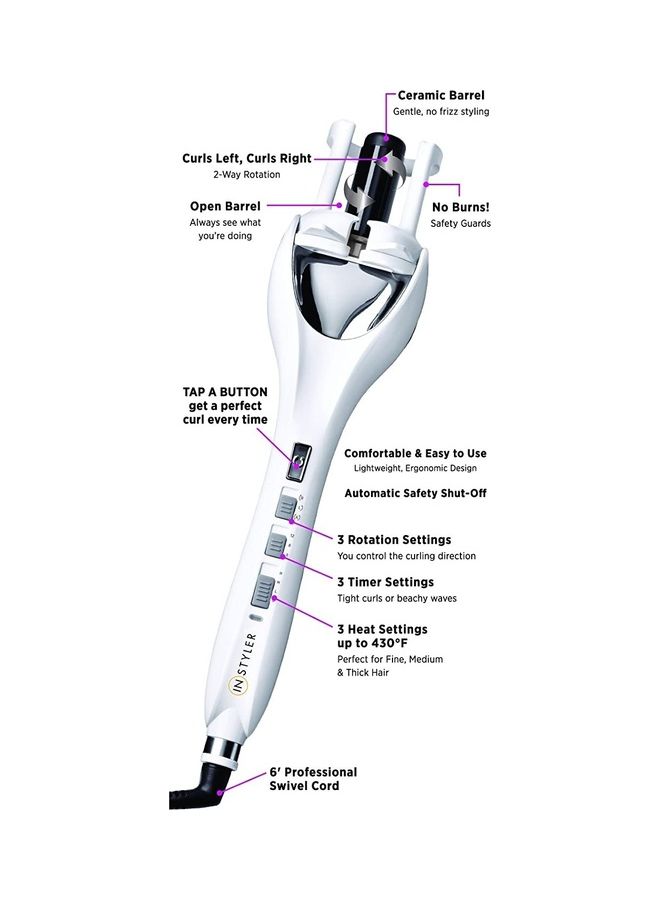 InStyler - Tulip Auto Curler White 14.7inch - Image 1