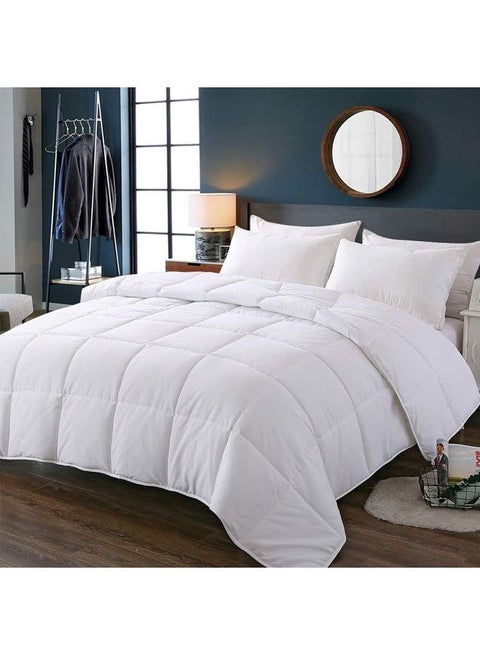 6-Piece Cotton Feel Comforter Set Polyester White 240x260cm