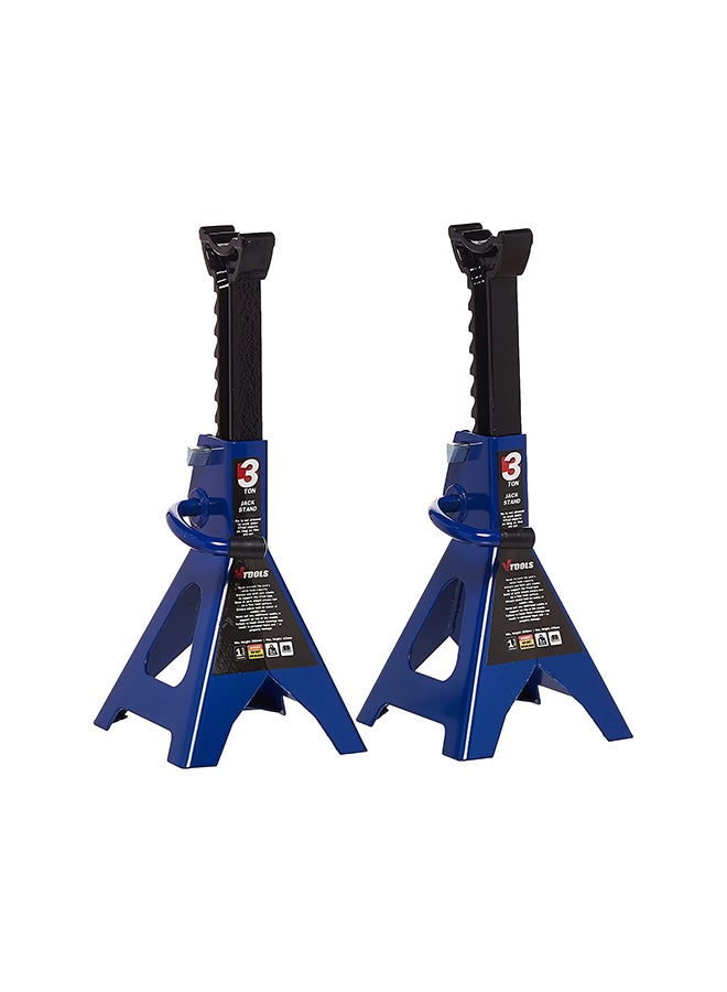 VTOOLS 2-Piece  3 Ton Adjustable Car Jack Stands Set Blue/Black  - Image 1