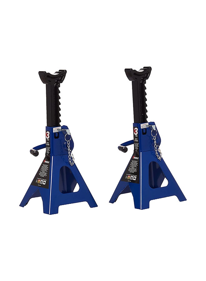 VTOOLS 2-Piece  3 Ton Adjustable Car Jack Stands Set Blue/Black  - Image 2