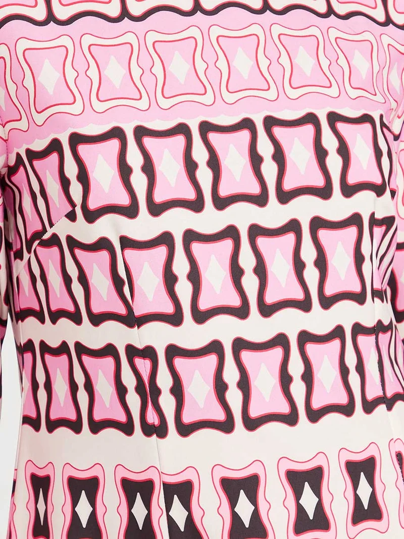 Closet By Styli Retro Print A-Line Midi Dress Multicolour