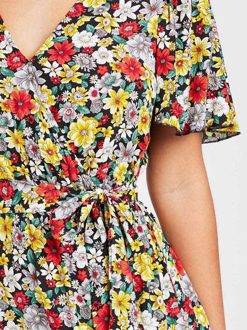 Closet By Styli Sweetheart Neck Floral Print A-Line Midi Dress Multicolour