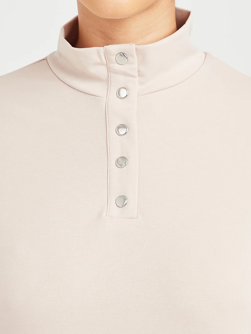 Closet By Styli Plain Bodycon Mini Dress Beige