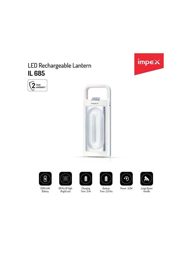 Impex Solar LED Rechargeable Emergency Light White 192x62x40mm  - Image 2