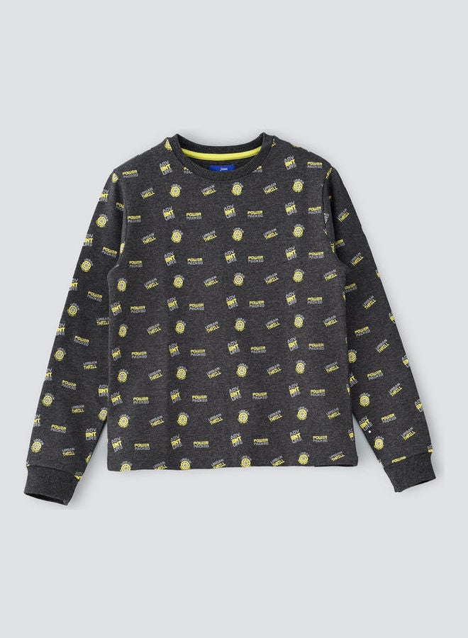 JAM AOP Knitted Sweatshirt Dark Grey Melange  - Image 1