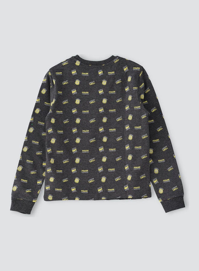 JAM AOP Knitted Sweatshirt Dark Grey Melange  - Image 2