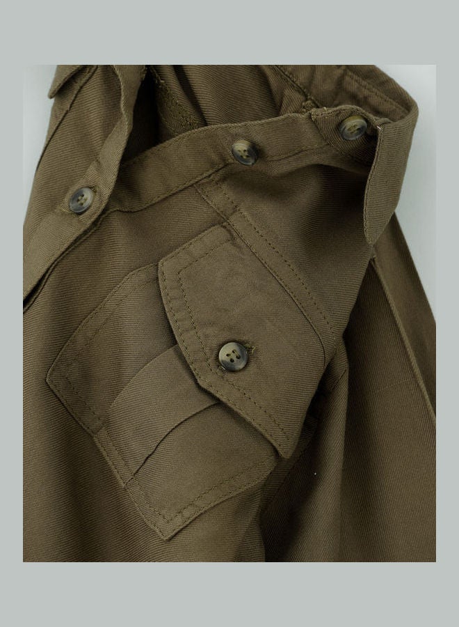 Jelliene Front Pocket Woven Shirt Olive - Image 4
