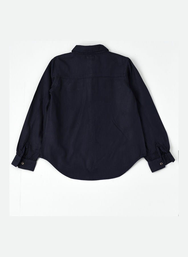 Jelliene Front Pocket Woven Shirt Navy Blue  - Image 2