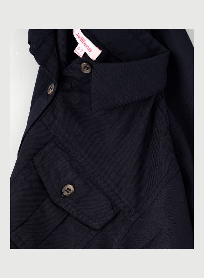 Jelliene Front Pocket Woven Shirt Navy Blue  - Image 4