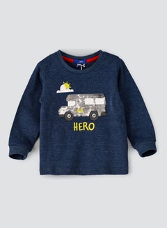 JAM AOP Knitted Sweatshirt Dark Blue Melange  - Image 1