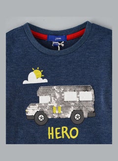 JAM AOP Knitted Sweatshirt Dark Blue Melange  - Image 3