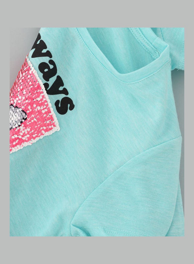 Jelliene Round Neck Knit T-Shirt Light Blue  - Image 4