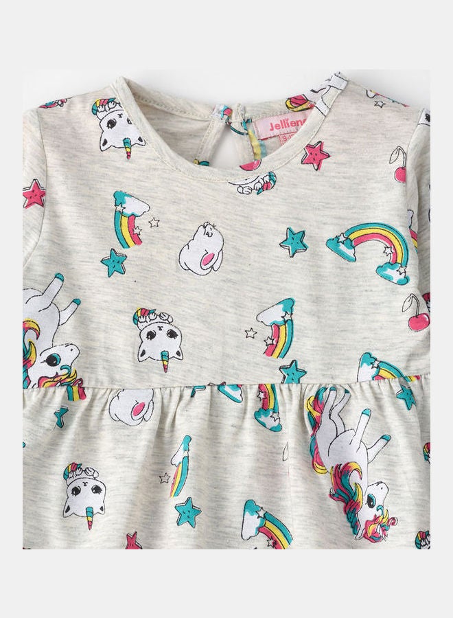 جيلين فستان كاجوال منسوج مطبوع بالكامل خليط من اللون الرمادي الفاتح - Image 3