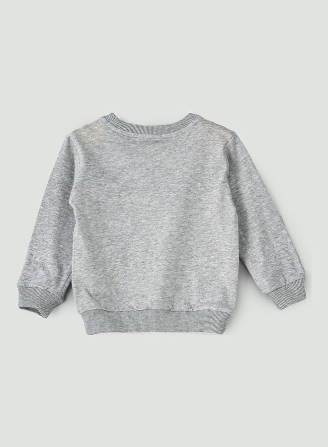 JAM AOP Knitted Sweatshirt Light Grey Melange  - Image 2