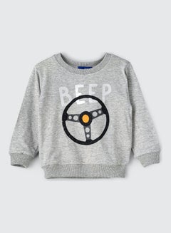 JAM AOP Knitted Sweatshirt Light Grey Melange  - Image 1