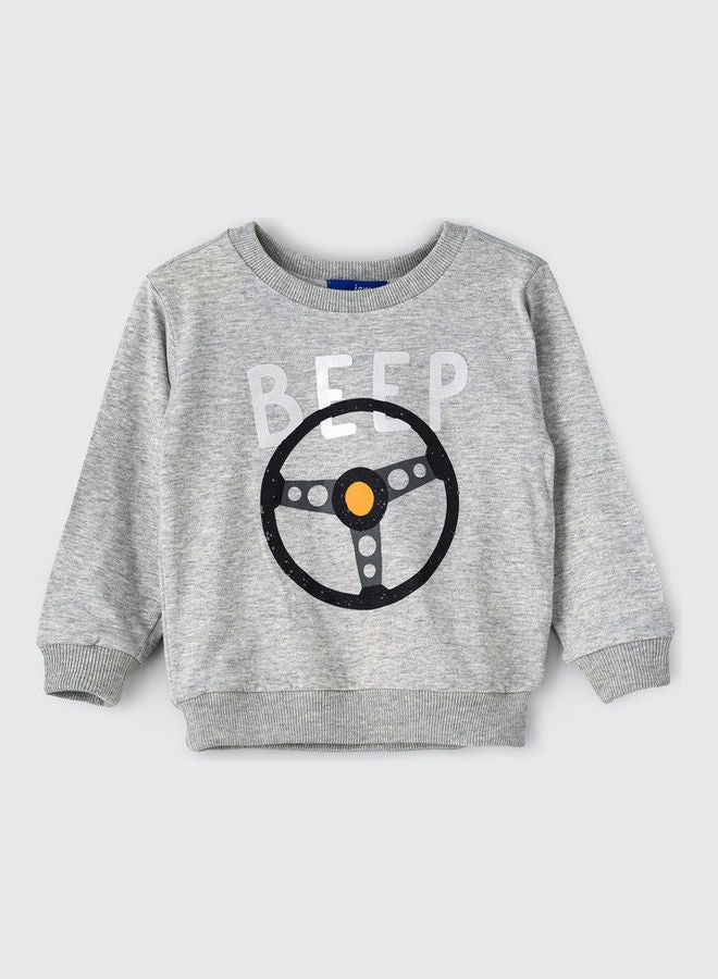 JAM AOP Knitted Sweatshirt Light Grey Melange  - Image 1