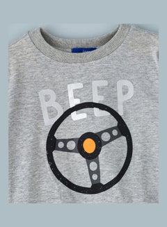 JAM AOP Knitted Sweatshirt Light Grey Melange  - Image 3