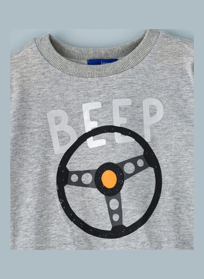 JAM AOP Knitted Sweatshirt Light Grey Melange  - Image 3