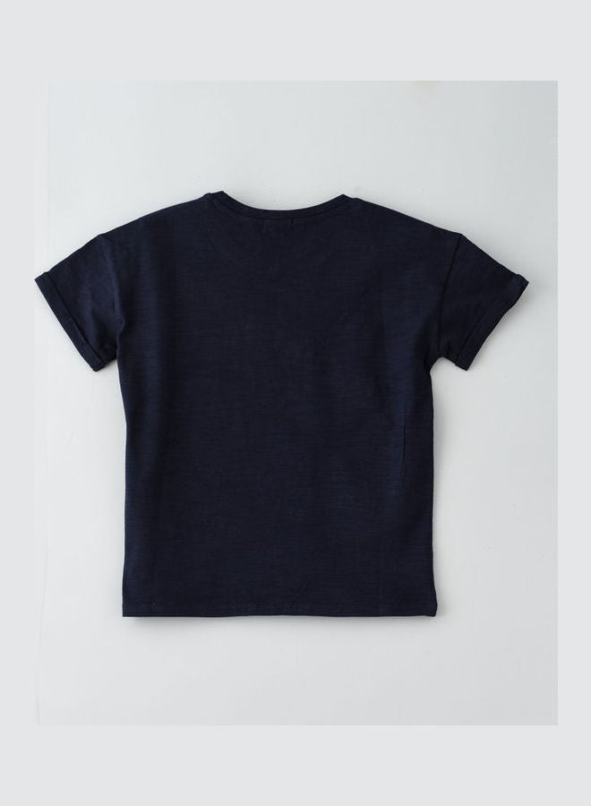 Jelliene Round Neck Knitted Top Navy Blue  - Image 2