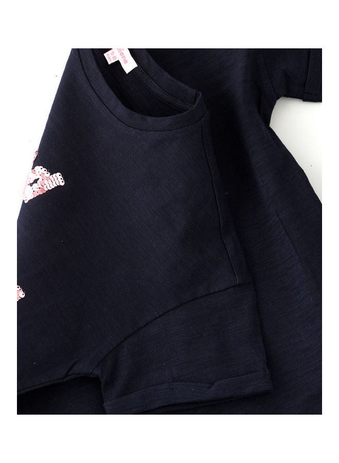 Jelliene Round Neck Knitted Top Navy Blue  - Image 4