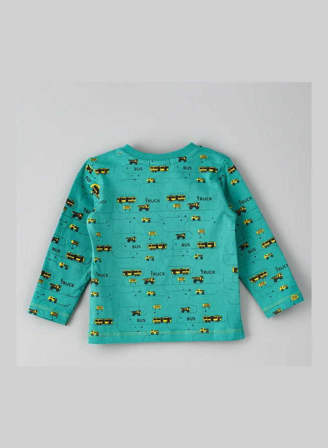 JAM Round Neck AOP Knitted Top Medium Green - Image 2