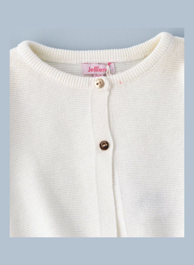 Jelliene Front Buttoned Cardigan Ivory  - Image 3