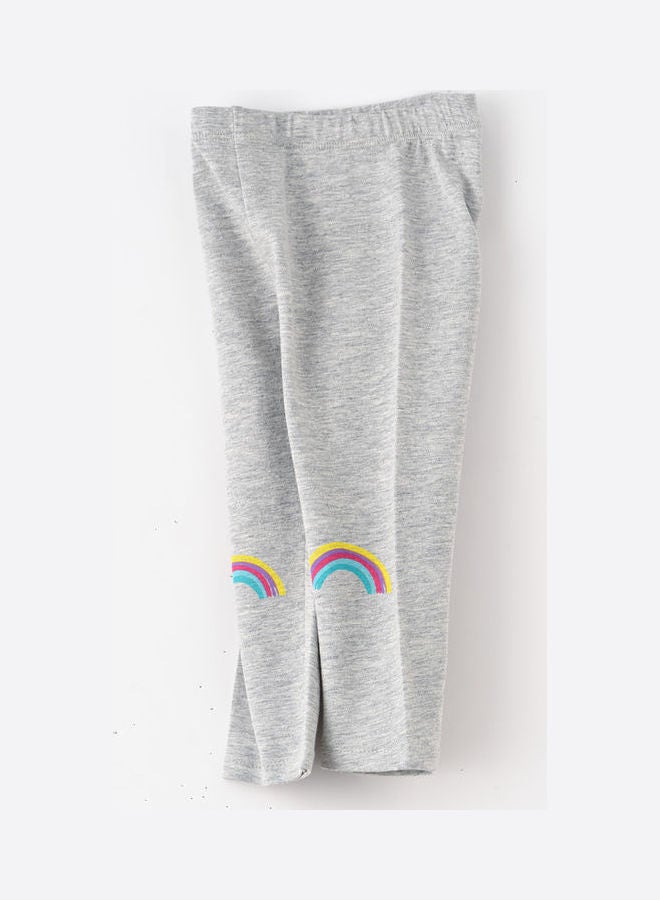 Jelliene Casual Knitted Leggings Light Grey Melange - Image 3