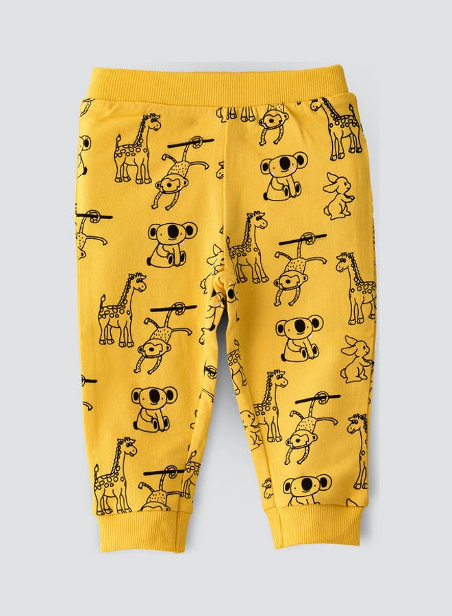 جيلين Printed Elastic Joggers Yellow  - Image 1