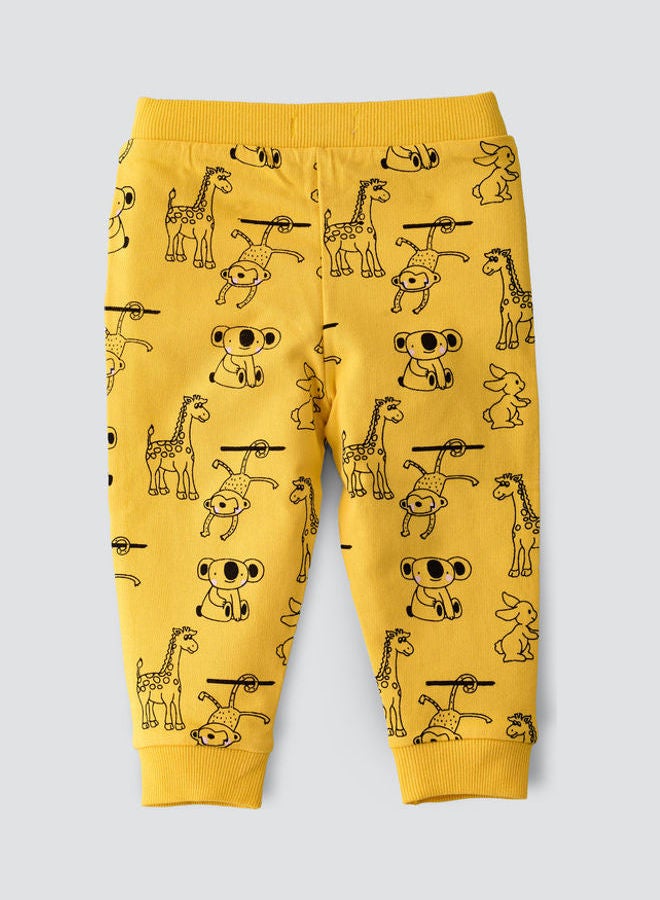 جيلين Printed Elastic Joggers Yellow  - Image 2
