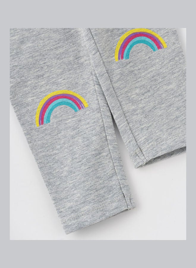 Jelliene Casual Knitted Leggings Light Grey Melange - Image 4