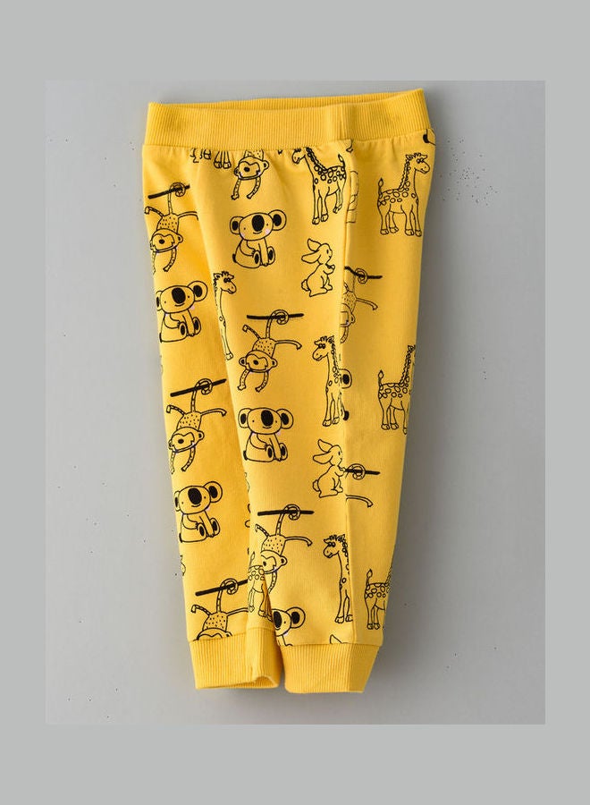 جيلين Printed Elastic Joggers Yellow  - Image 3