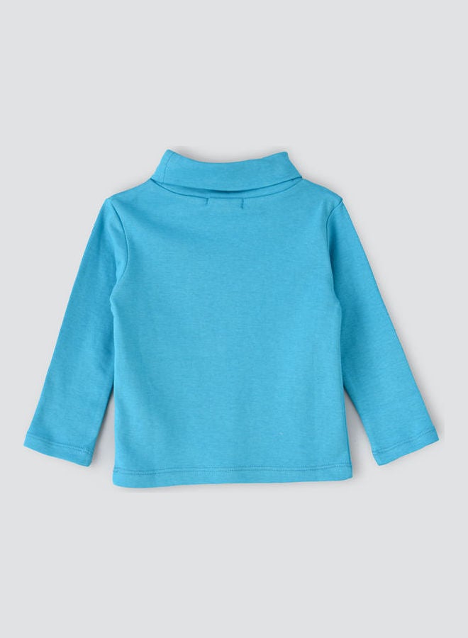 Jelliene Basic Turtle Neck Knitted Sweater Teal Blue  - Image 2