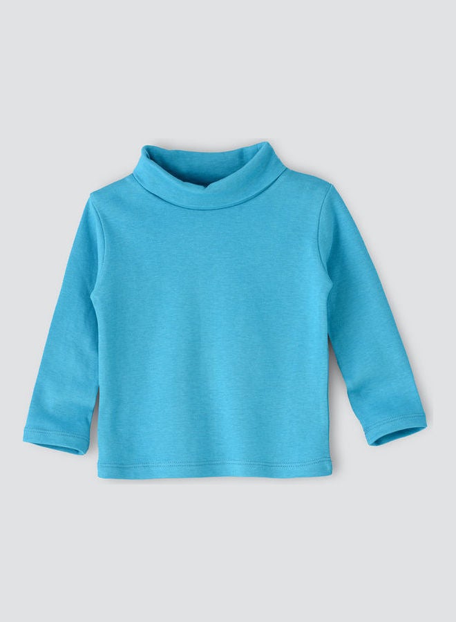 Jelliene Basic Turtle Neck Knitted Sweater Teal Blue  - Image 1