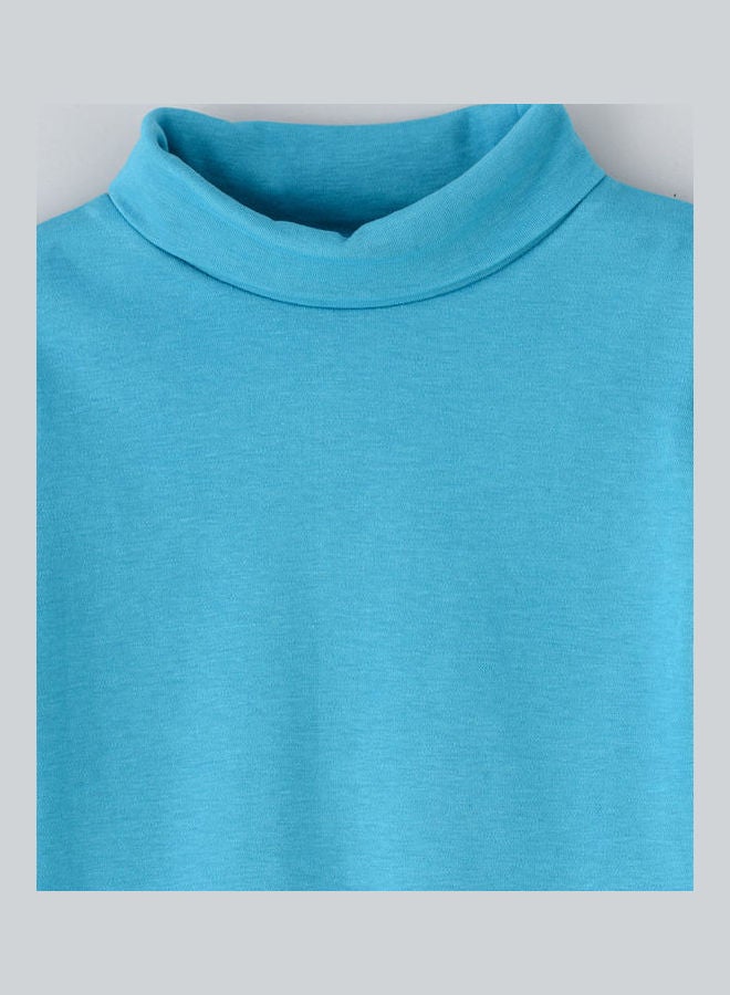 Jelliene Basic Turtle Neck Knitted Sweater Teal Blue  - Image 3