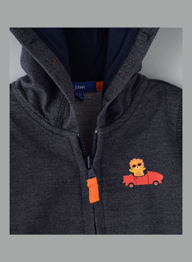 JAM Knitted Casual Hoodie Navy Blue - Image 3