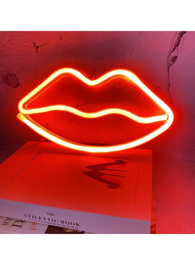 سلة مصباح نيون بإضاءة LED على شكل شفاه أحمر 26x14سم - Image 4