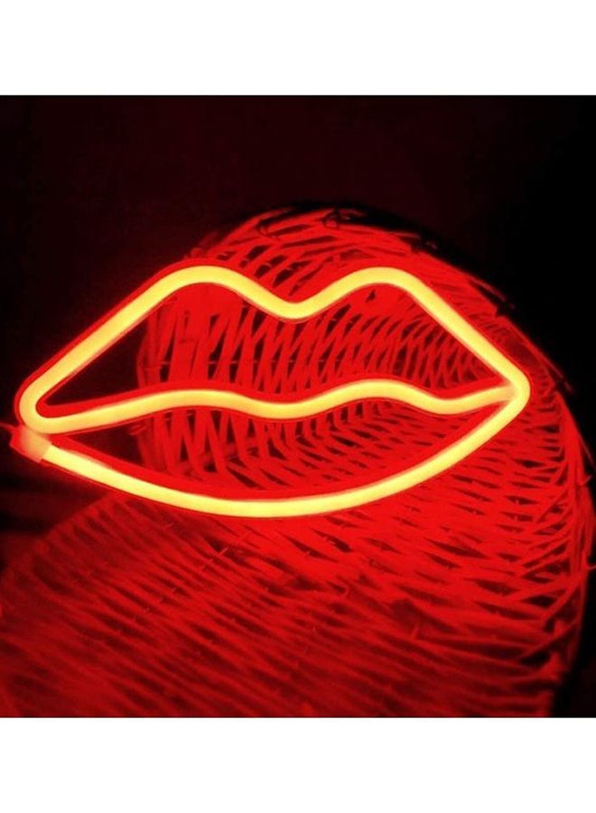 سلة مصباح نيون بإضاءة LED على شكل شفاه أحمر 26x14سم - Image 5